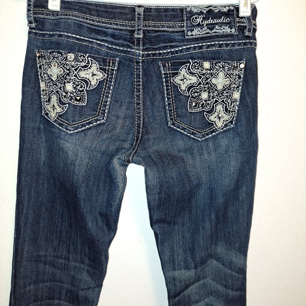 Hydraulic Gramercy Original Slim Boot Jeans W/Embroidered,Rhinestone Pockets
